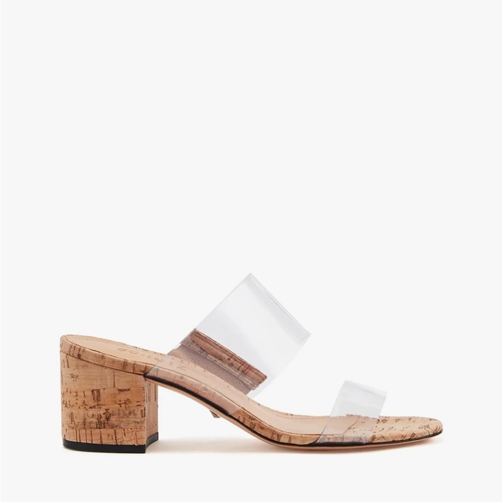 SCHUTZ Clear Cork Heel Sandals - Size 7